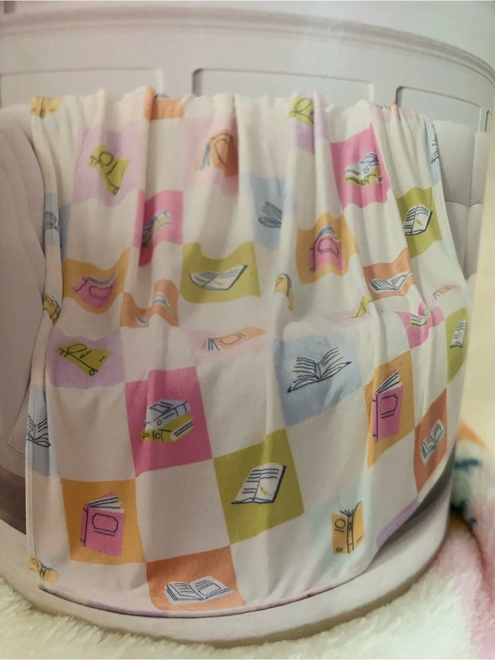 Pastel Book-Print Throw Blanket from Aldi
